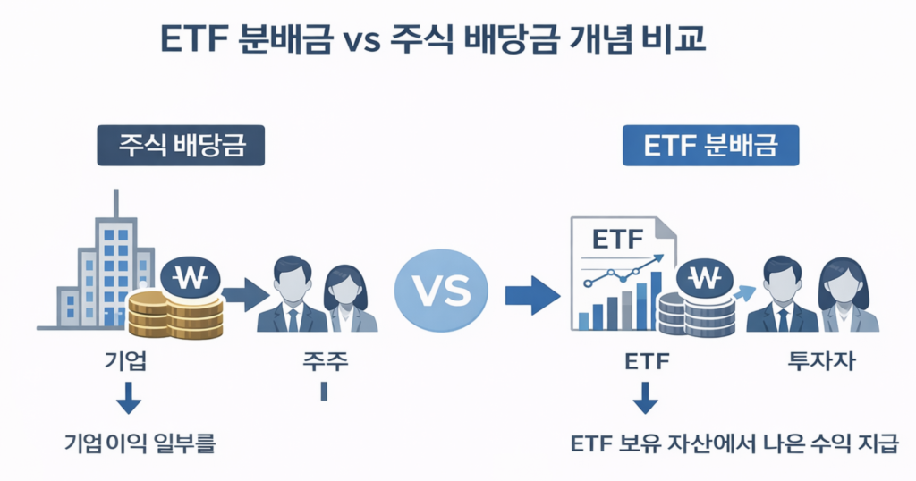 ETF 분배금 배당금 차이 구조 설명