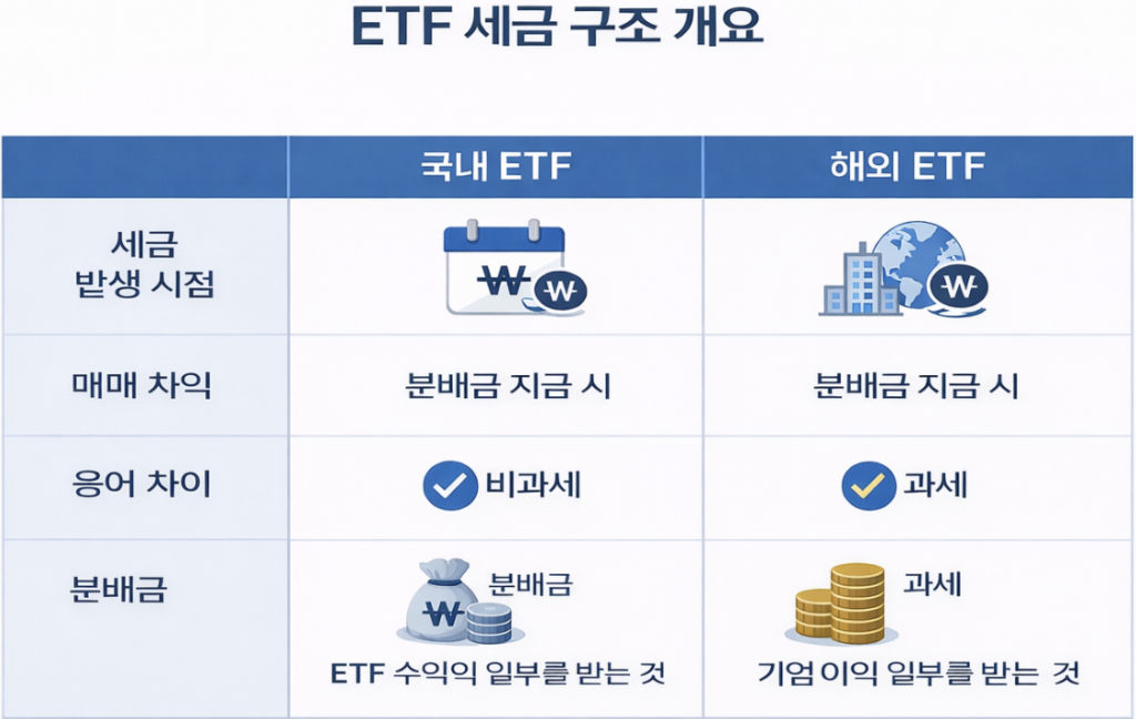 ETF 세금 구조와 국내 ETF 해외 ETF 차이 설명