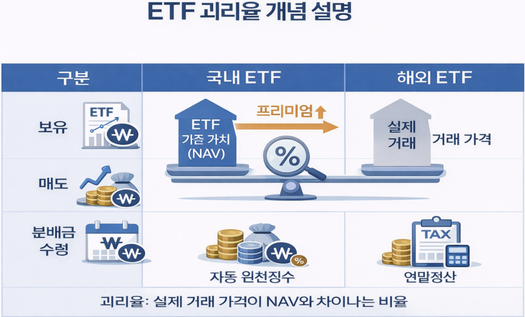 ETF 괴리율 개념과 프리미엄 디스카운트 구조 설명