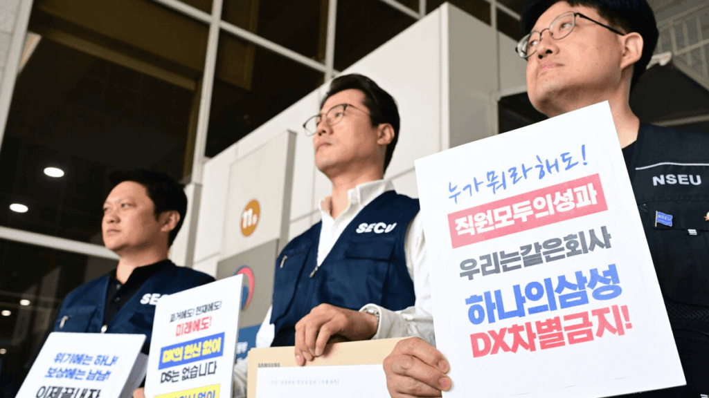 삼성전자 잠정합의안 반대 시위
